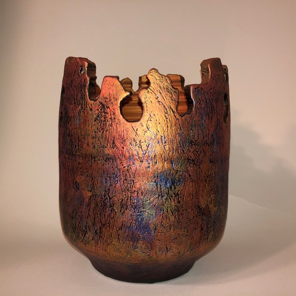 SOLD Copper Bronze Tom Krueger Raku Art Pottery - Picture 3 of 6